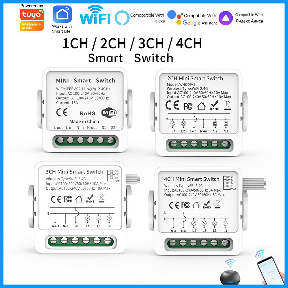 Tuya WiFi Smart Switch 1/2/3/4 - Smart Light Switch Wifi ulasan dan harga